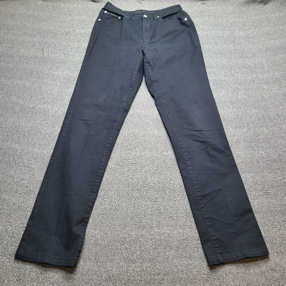 DKNY Jeans Straight Leg Pants Womens 8 Black Excellent Stretch Cotton Trousers